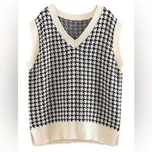 Houndstooth Sleeveless Sweater Vest! M sz